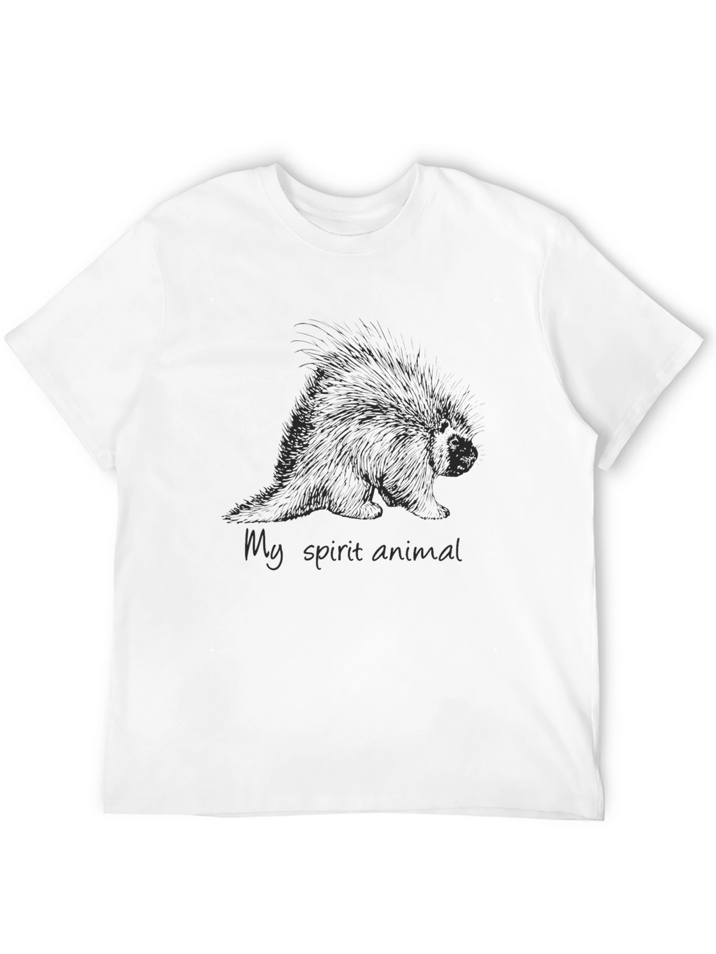 Porcupine Spirit Animal Graphic T-Shirt - Black