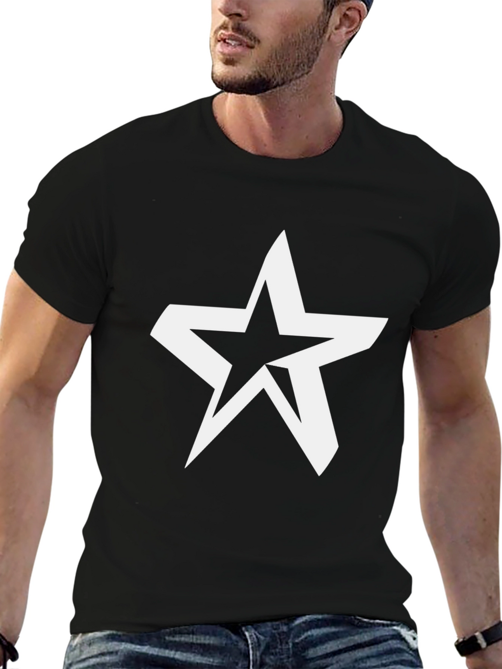 Modern Star Graphic Black T-Shirt