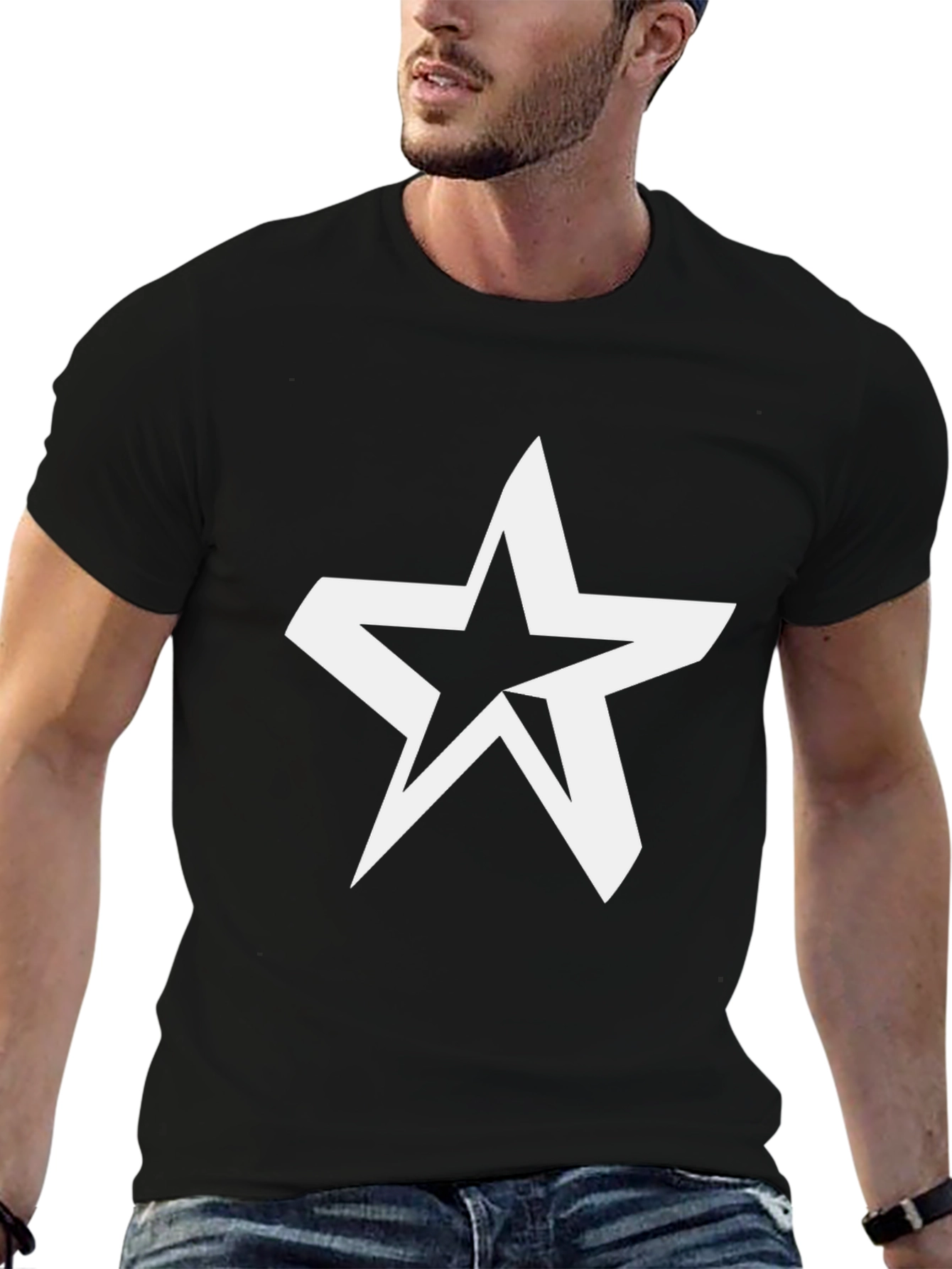 Modern Star Graphic Black T-Shirt