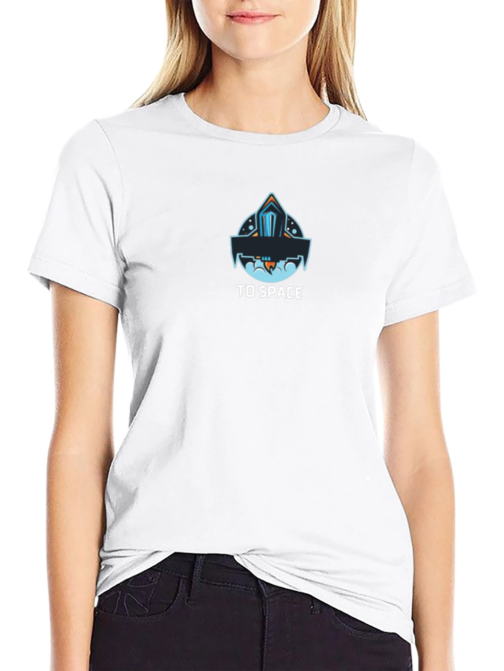 To Space Black T-Shirt - Rocket Design